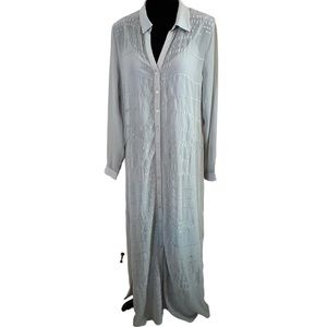 Soft Surroundings maxi dress in sheer blue gray w midi under slip. SizeM